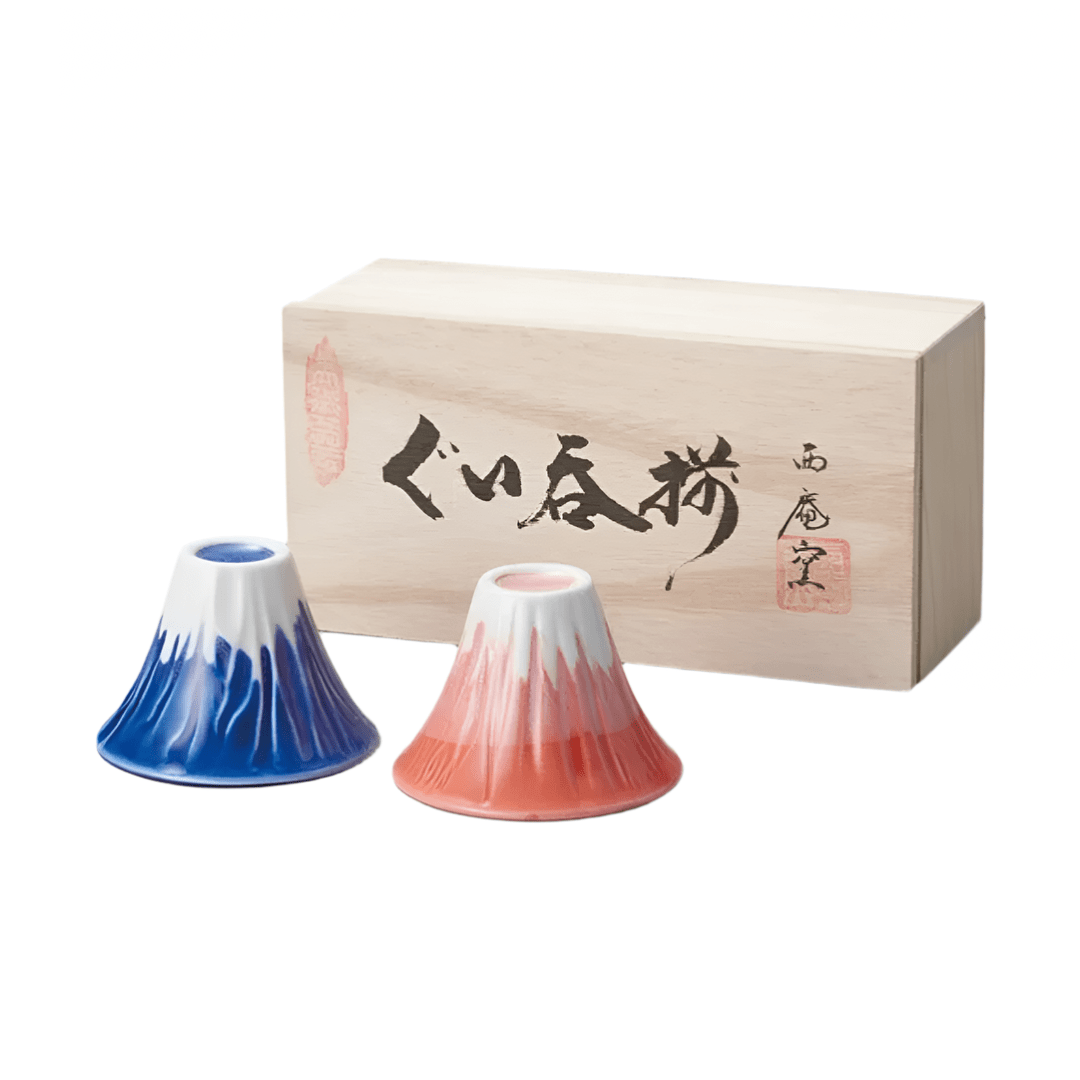 【ichimama】 Ichiyama Mt Fuji Guinomi Red & Blue Sake Cup 2P Set – MINIMARU
