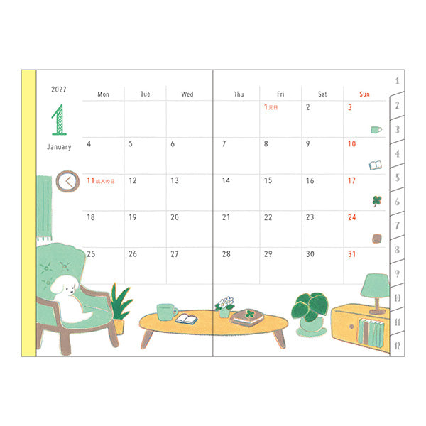 Midori Pocket Diary Mini Dog 2027