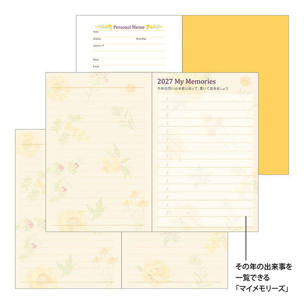 Midori Pocket Diary Mini Country Time Flower 2027