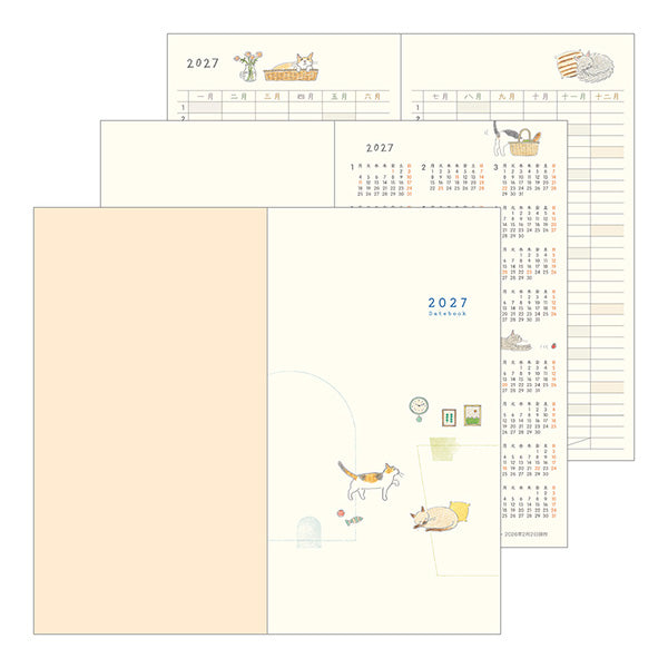 Midori Pocket Diary B6 Slim Cat 2027