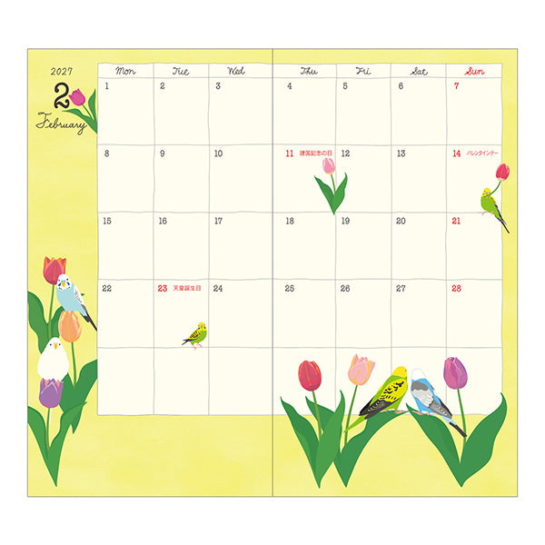 Midori Pocket Diary B6 Slim Bird 2027