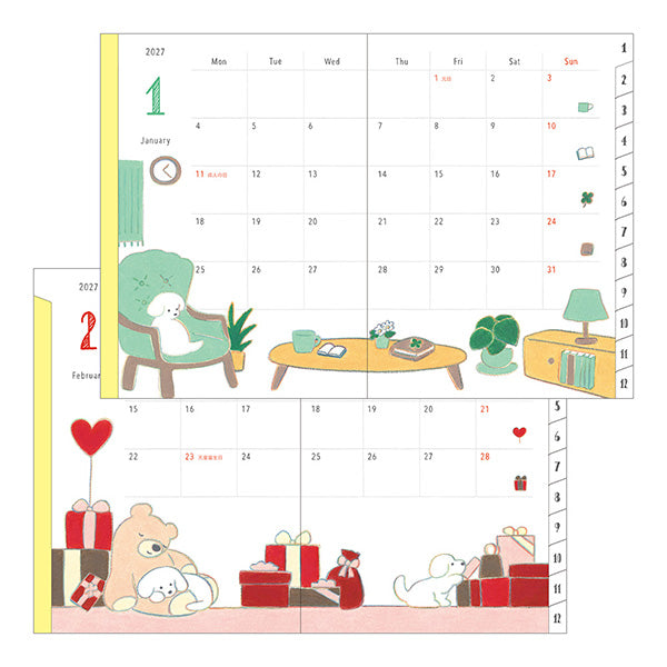 Midori Pocket Diary A6 Dog 2027