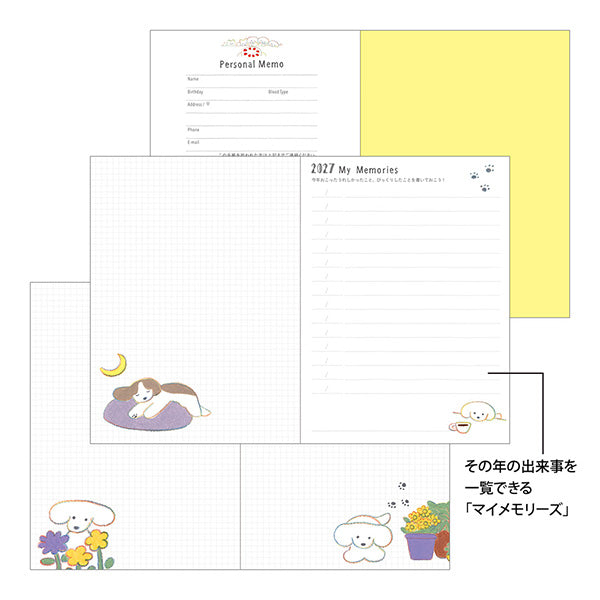 Midori Pocket Diary A6 Dog 2027