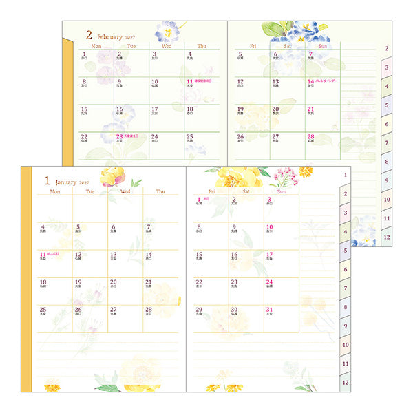 Midori Pocket Diary A6 Country Time Flower 2027