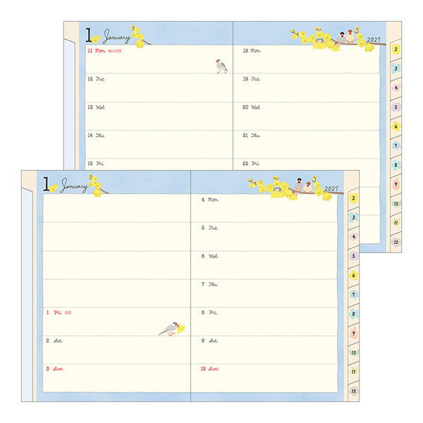 Midori Pocket Diary A6 Bird 2027