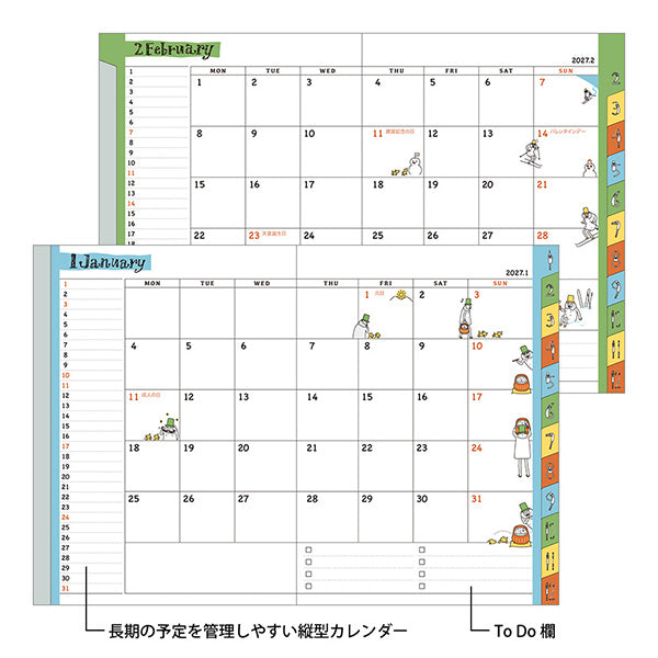 Midori Pocket Diary A6 Weekly Block Ojisan 2027