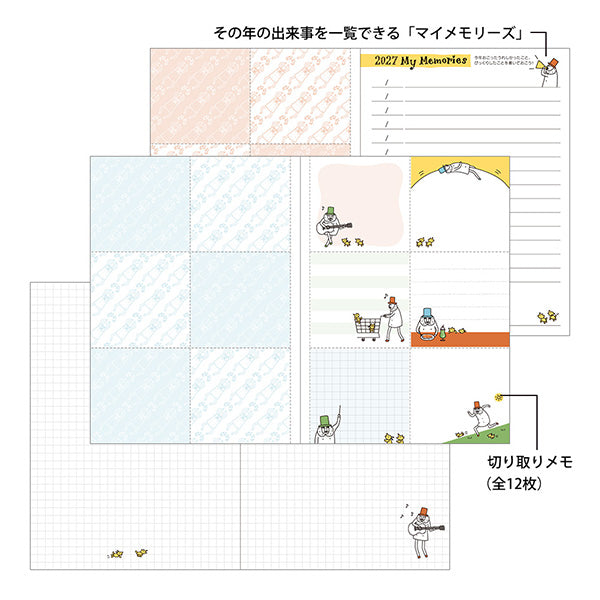 Midori Pocket Diary A6 Weekly Block Ojisan 2027