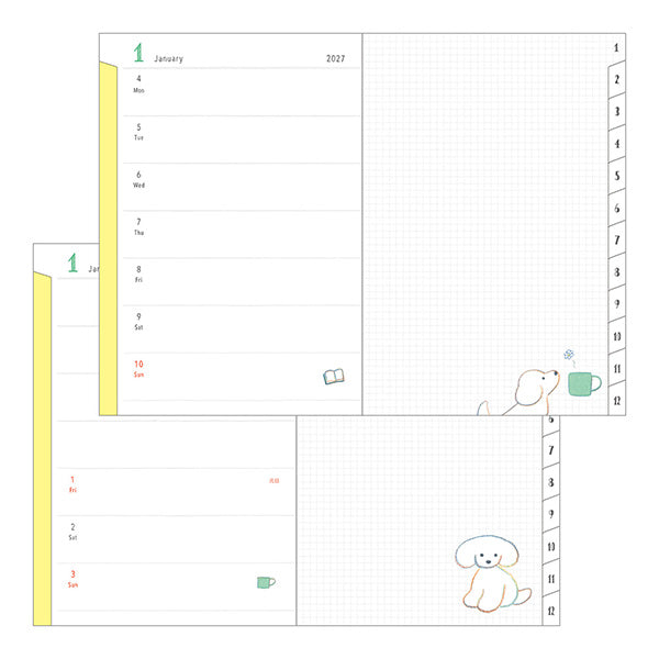 Midori Pocket Diary B6 Dog 2027