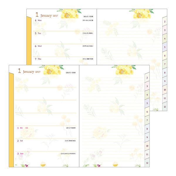 Midori Pocket Diary B6 Country Time Flower 2027