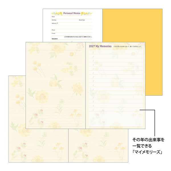 Midori Pocket Diary B6 Country Time Flower 2027