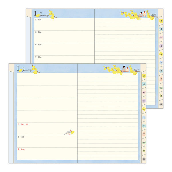 Midori Pocket Diary B6 Bird 2027