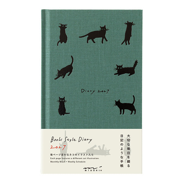 Midori Book Style Diary B6 Variant Cat Green 2027