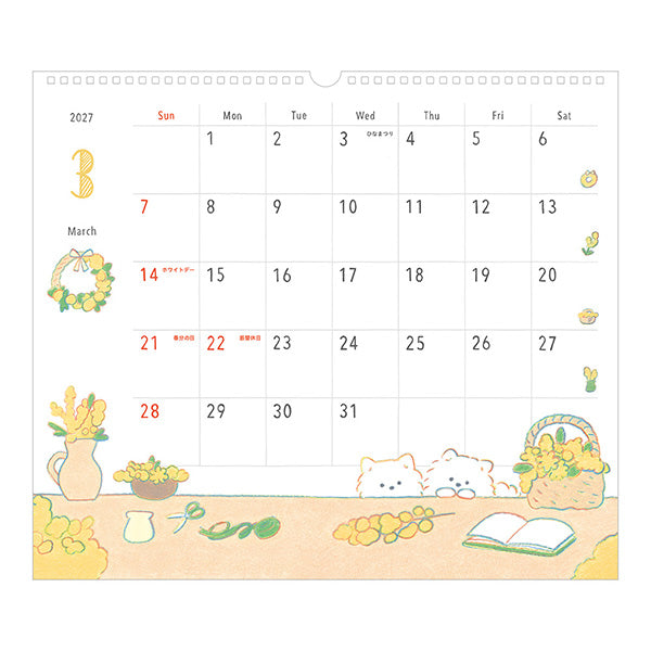 Midori Calendar Wall-Hanging L Dog 2027