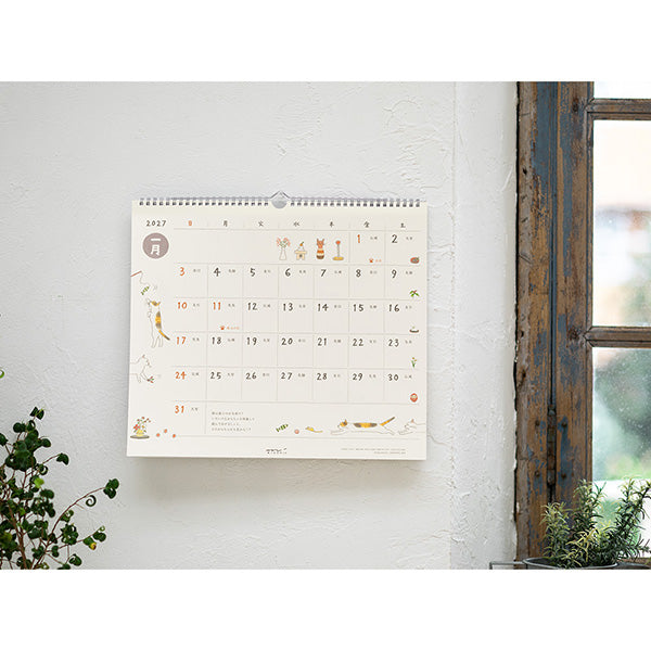 Midori Calendar Wall-Hanging L Cat 2027