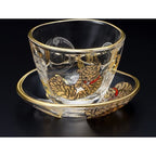 Aderia Edo Neko Series Sake Cup and Small Plate Set - Tiger Cat