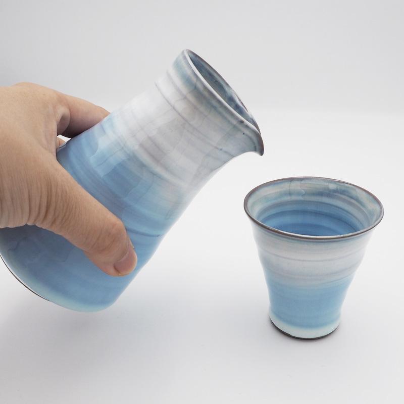 Aika Aurora Series White Silver Solo Sake Set