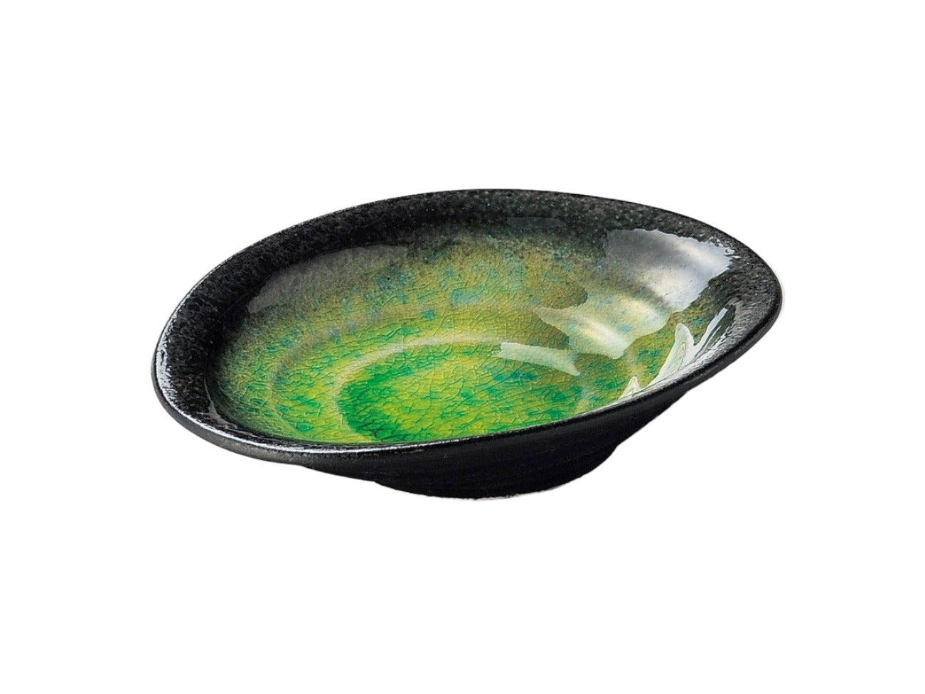 Ariake Green Oval Flat Bowl