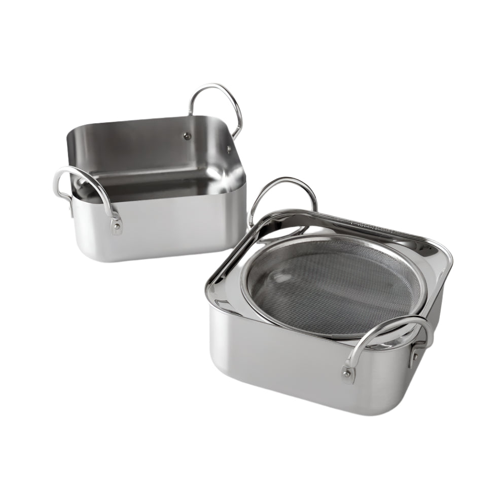 Arnest Stainless Steel Tempura Deep Frying Square Pot Set 16cm
