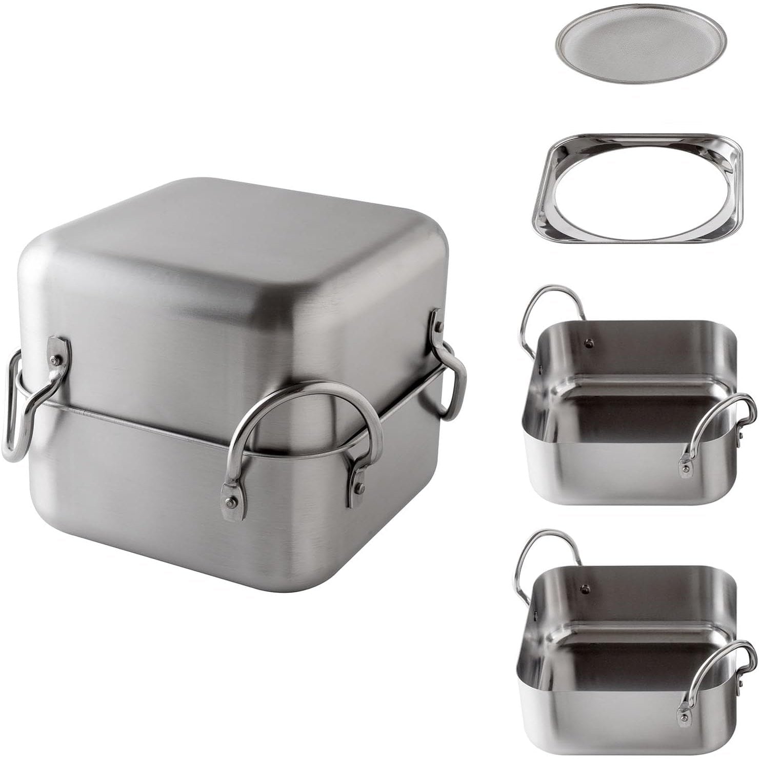 Arnest Stainless Steel Tempura Deep Frying Square Pot Set 16cm