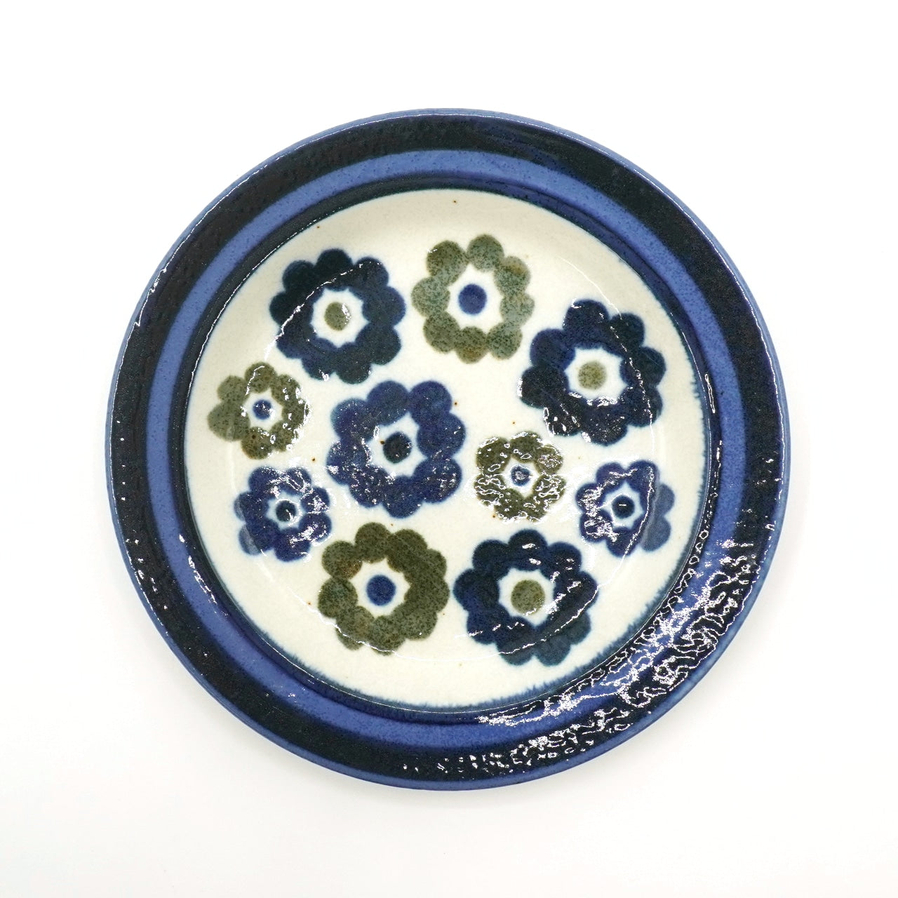 Awasaka Flower Bed Small Plate 16D - Blue