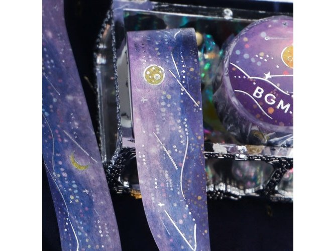 BGM Kikusei Purple Shooting Star Foil-Stamped Washi Tape 20mmx5m