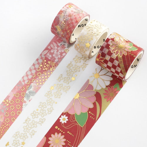 BGM Kimono Washi Tape 3P Set - Red Benihana