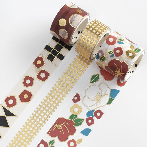 BGM Kimono Washi Tape 3P Set - Yellow Camellia