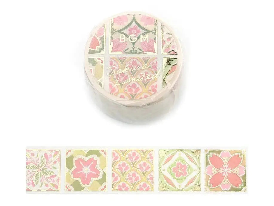 BGM Sakura Cherry Blossom Tiles Limited Washi Tape 30mmx5m