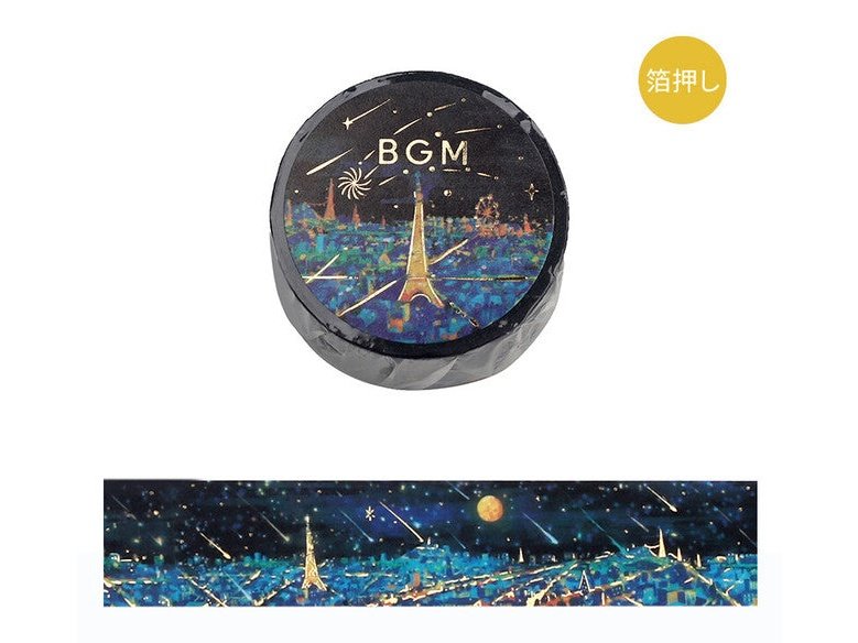 BGM Tomoshibi Shooting Star Foil-Stamped Washi Tape 20mmx5m