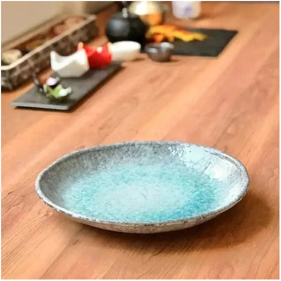 Bankoware Ice Blue Glaze Round Plate 29.5D