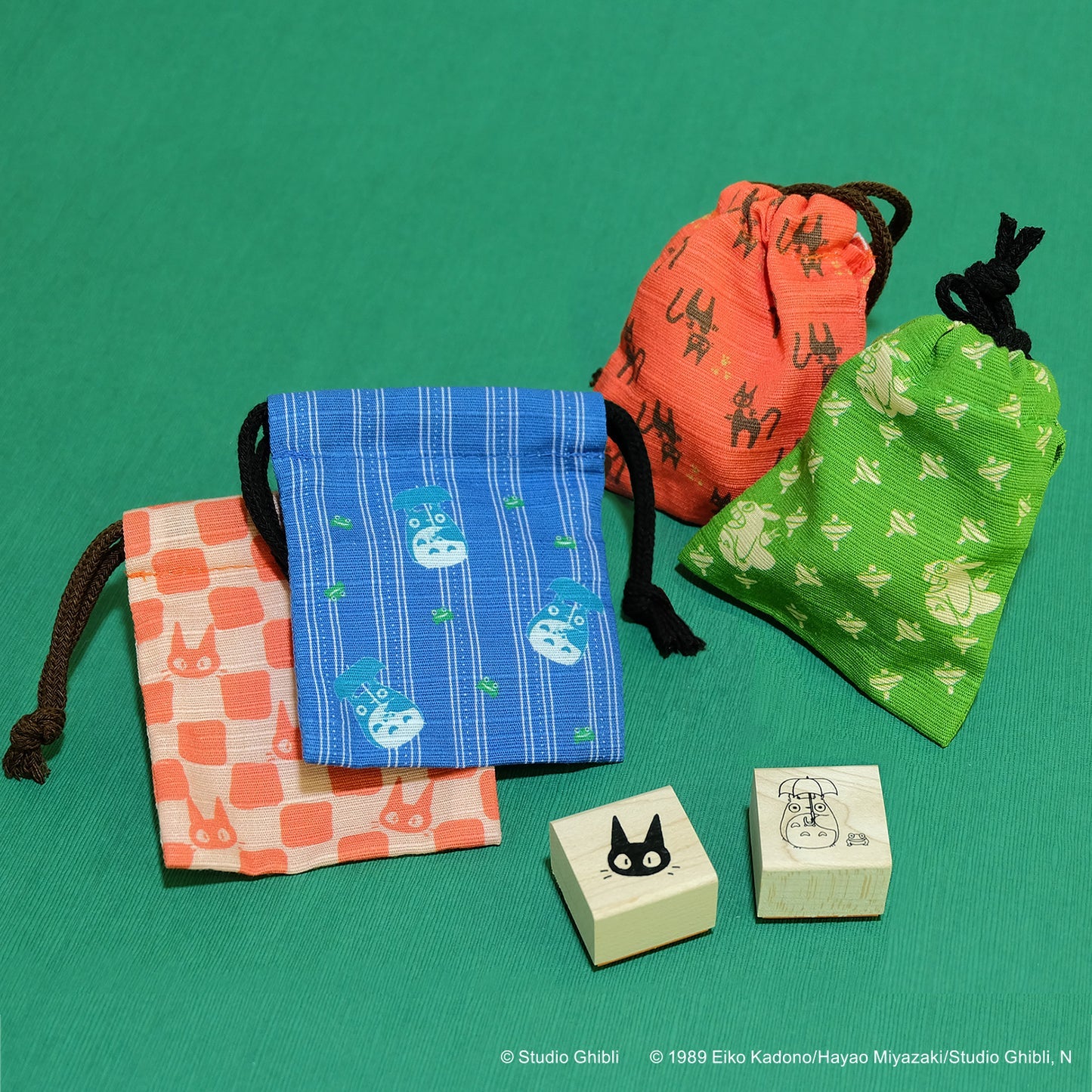 Beverly Stamp Kinchaku Pouch Set – Totoro & Frog