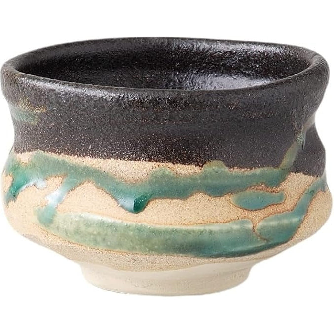 Black Karatsu Deep Brown Matcha Bowl