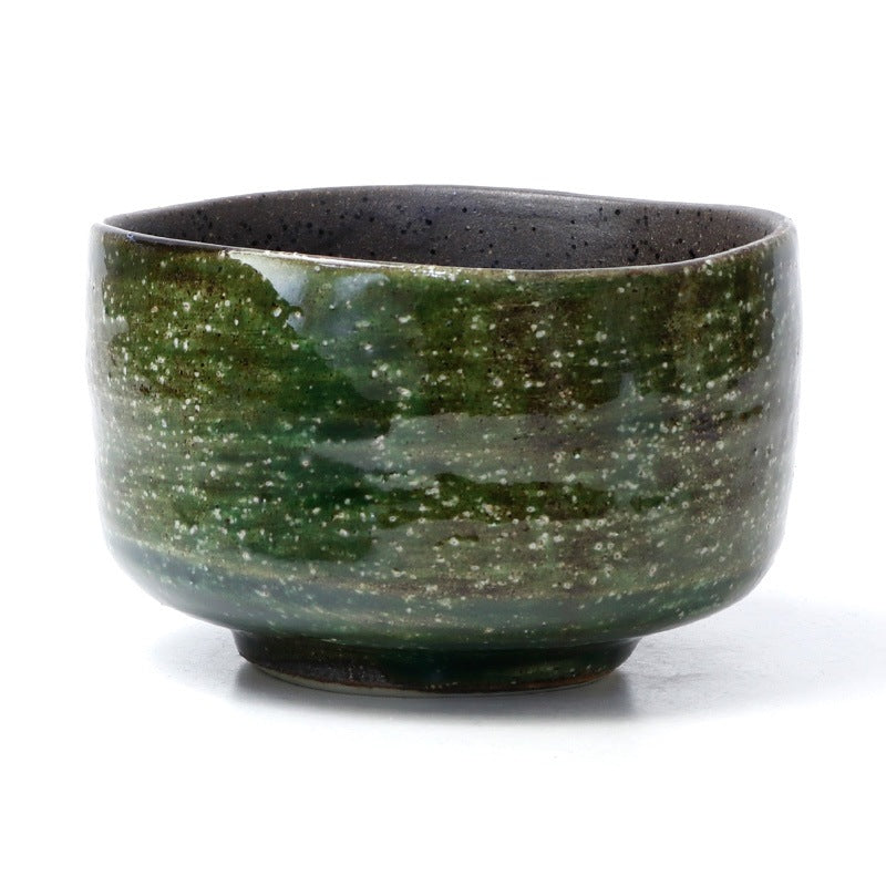 Black Oribe Green Glaze Matcha Bowl