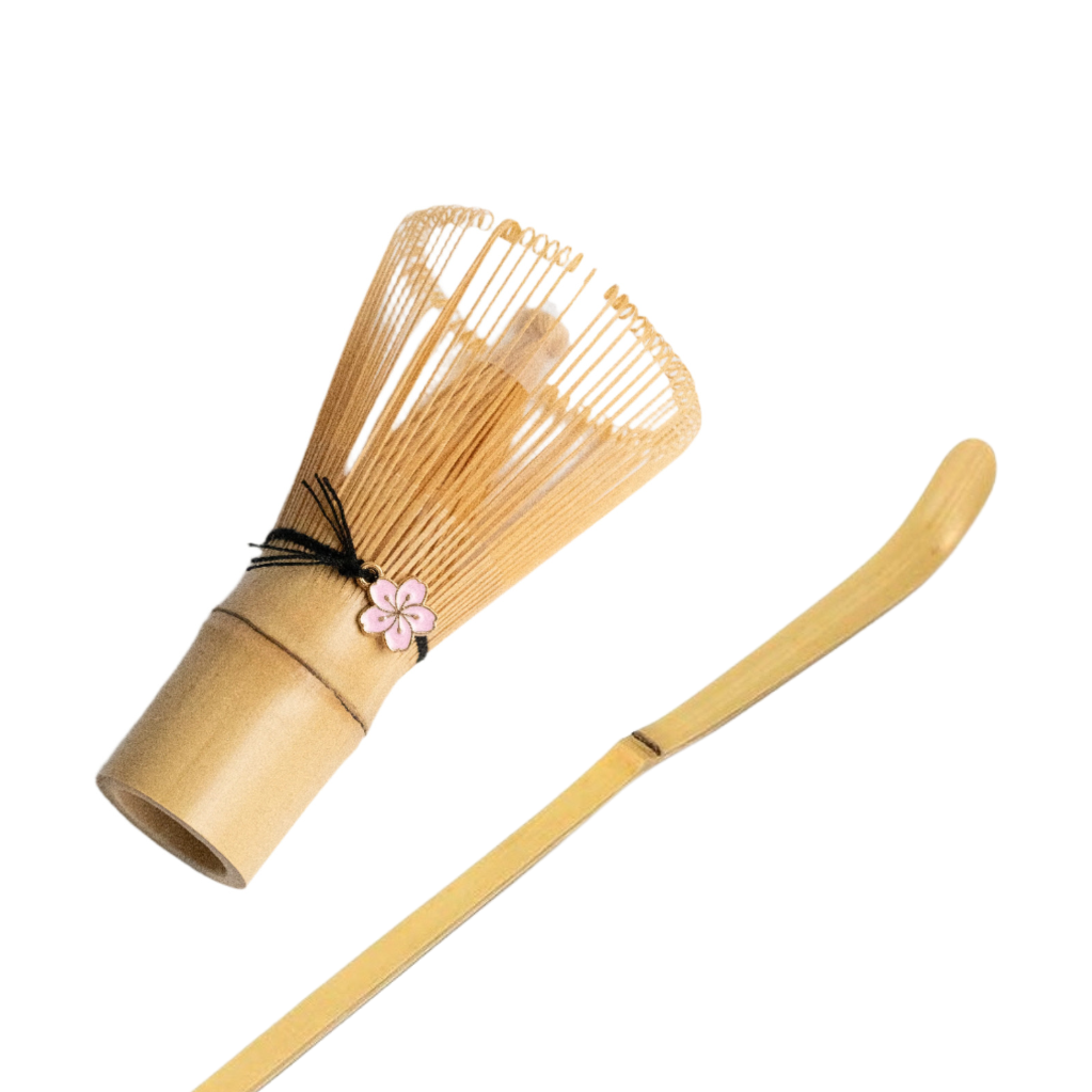 Chasen Matcha Tea Whisk 100 Prong - Sakura Charm + Scoop