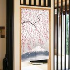 Cosmos Noren - Weeping Cherry and Mount Fuji 85 x 150cm