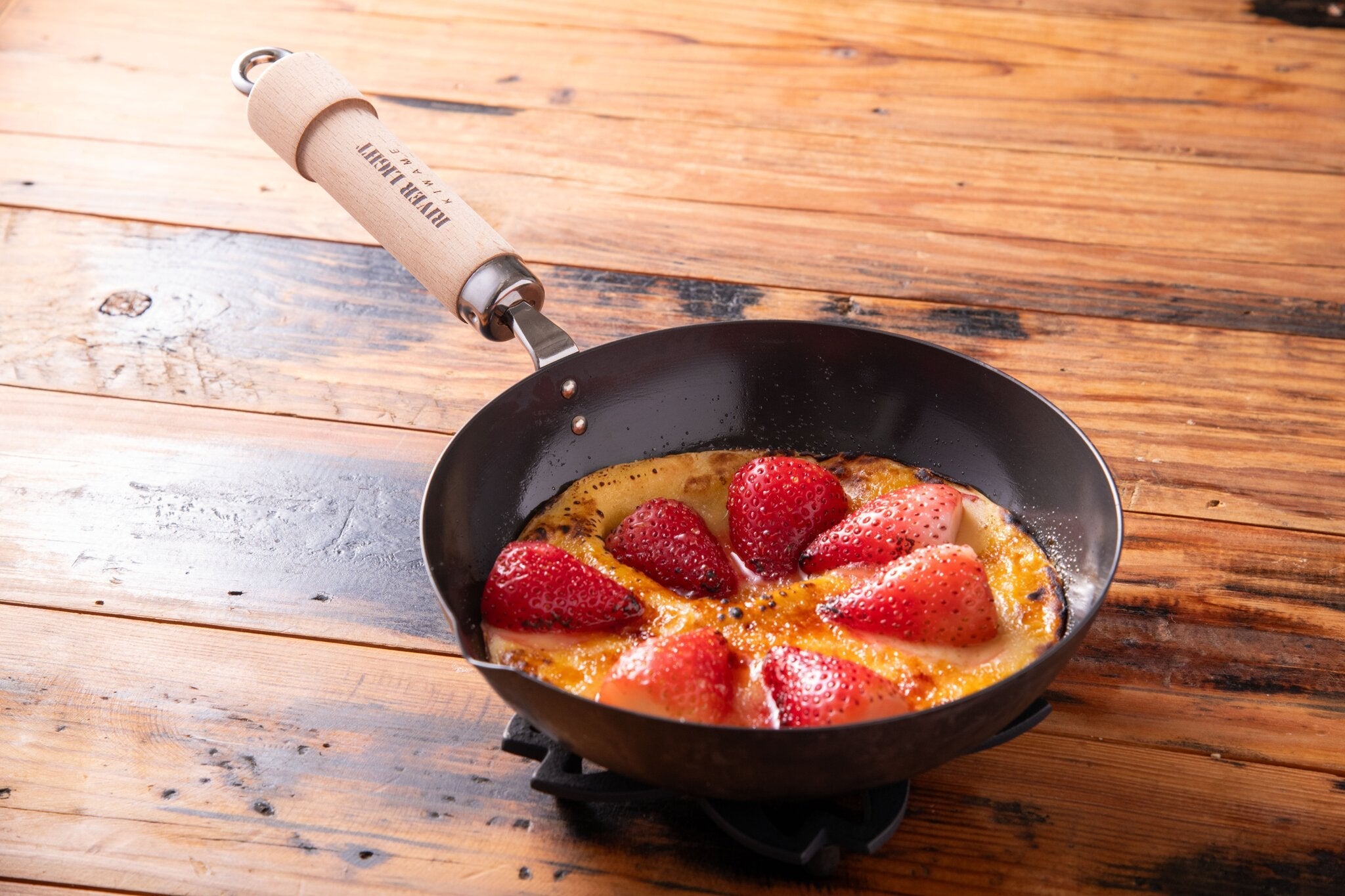 River Light Kiwame Premium nitrided iron Peking wok in use