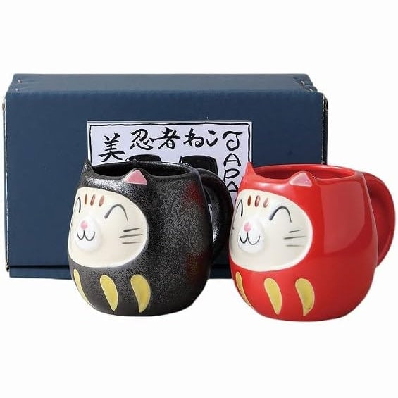 Daruma Cat Pair Mug Set