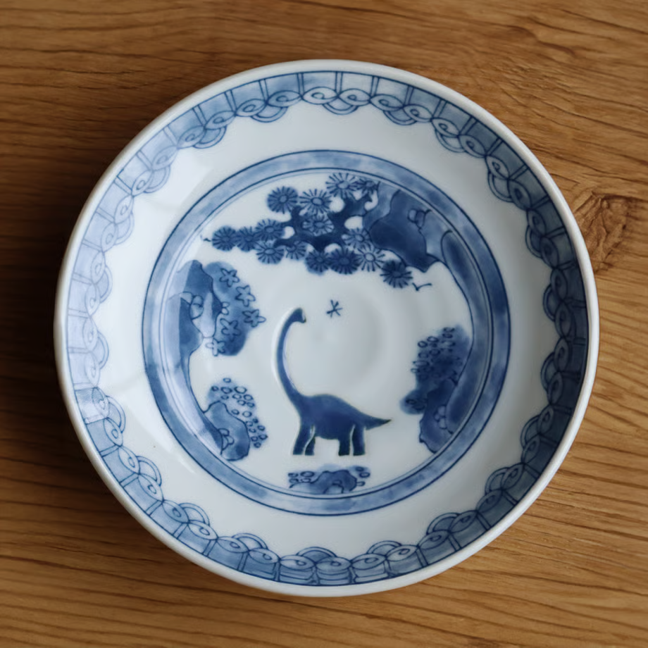 Edokko Dinosaur Dragon Landscape Medium Plate 17D