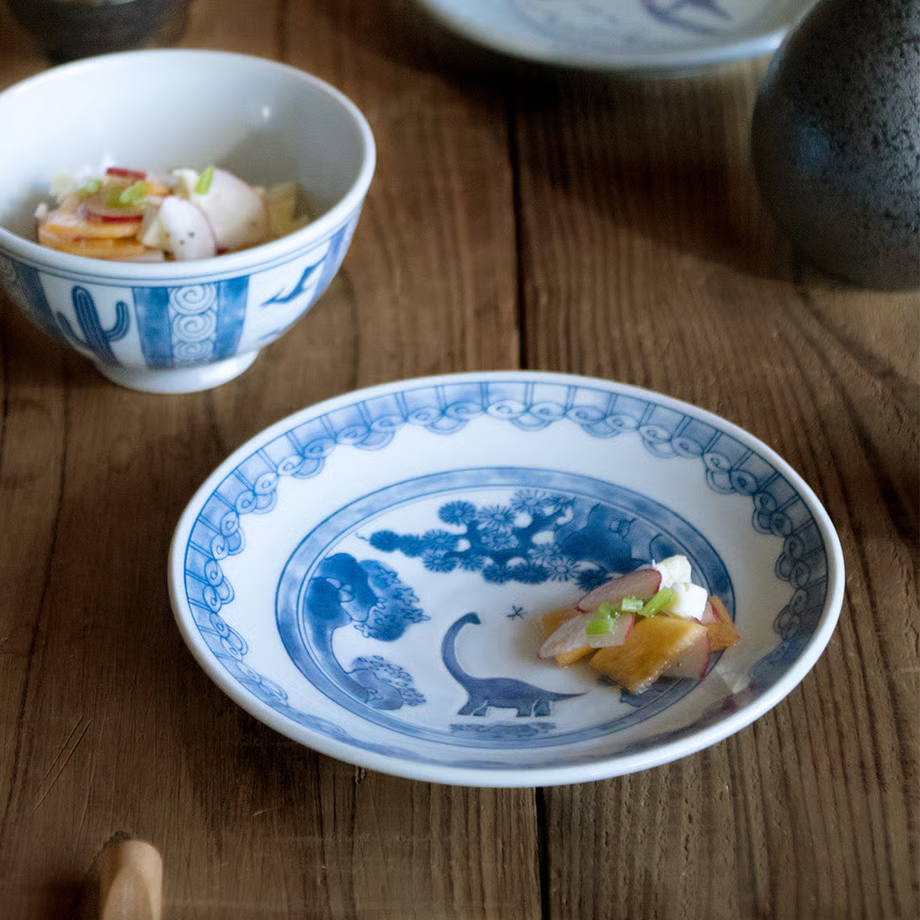 Edokko Dinosaur Dragon Landscape Medium Plate 17D