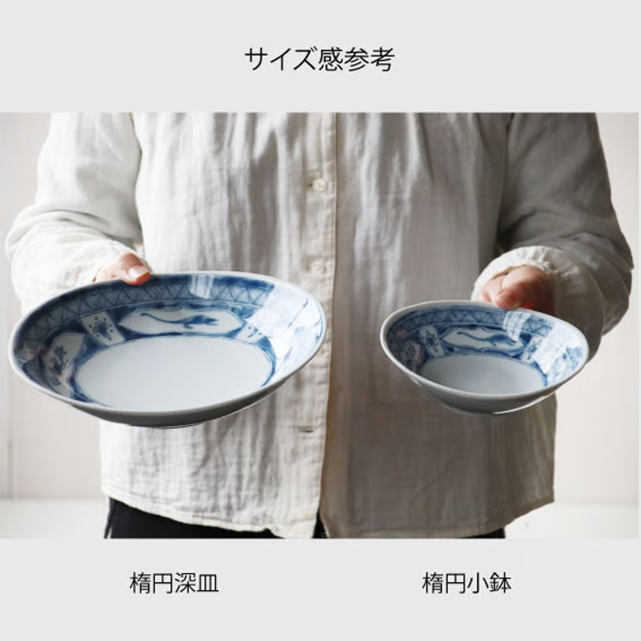 Edokko Dinosaur Oval Deep Plate 21.5 x 22 x 10.5