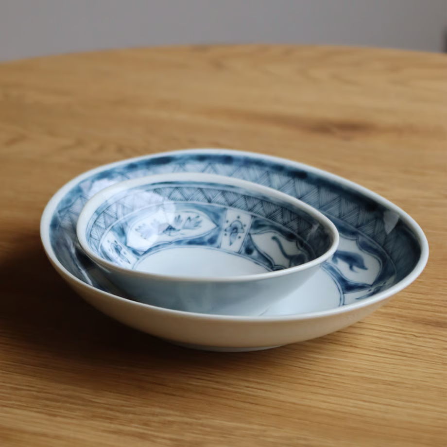 Edokko Dinosaur Oval Deep Plate 21.5 x 22 x 10.5