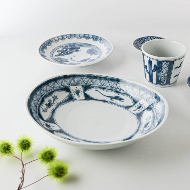 Edokko Dinosaur Oval Deep Plate 21.5 x 22 x 10.5