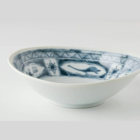 Edokko Dinosaur Oval Mini Dish 14.5 x 13 x 4