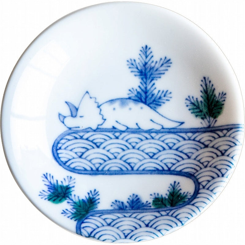 Edokko Dinosaur Small Plate 9D - Blue Sea