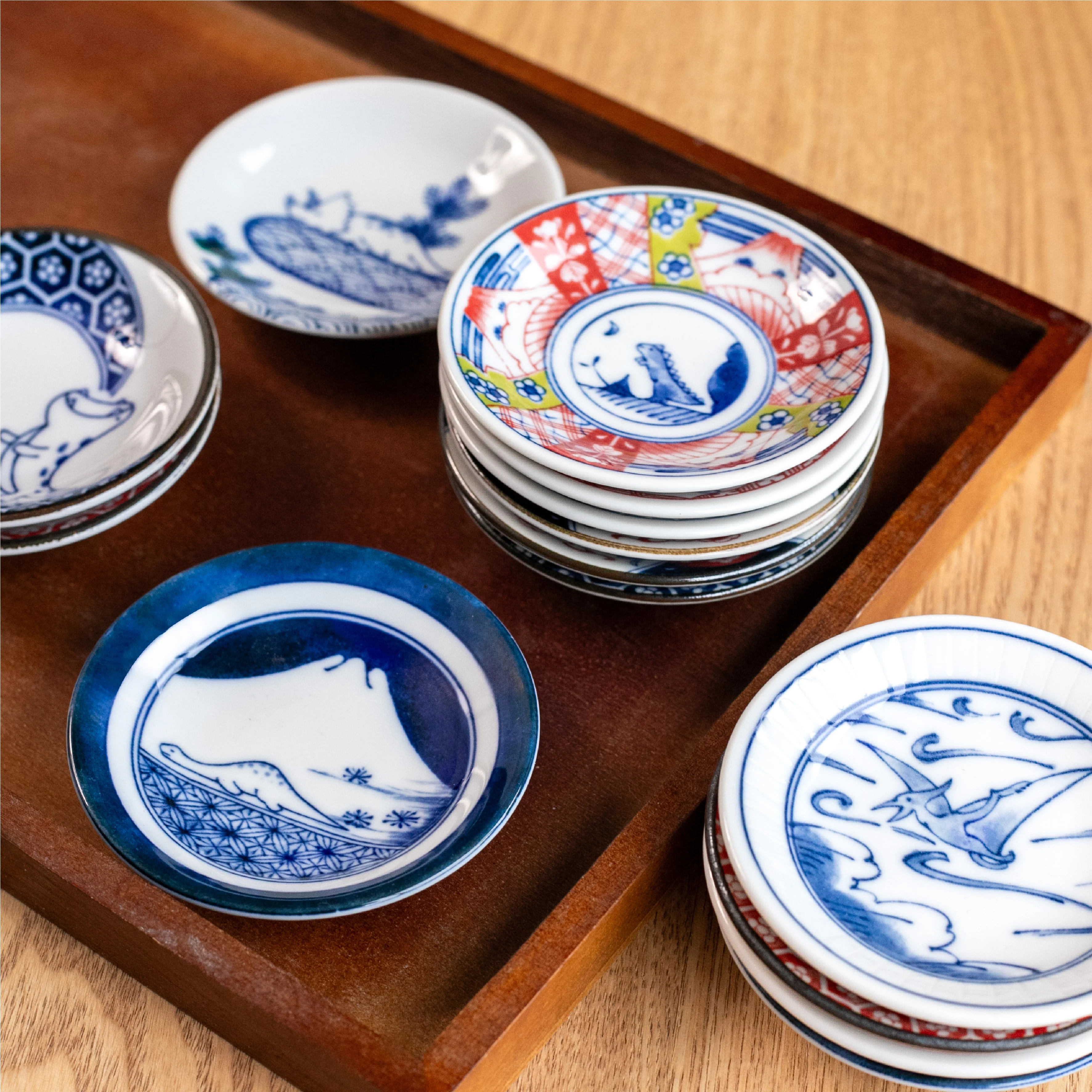 Edokko Dinosaur Small Plates Wooden Gift Set 6P