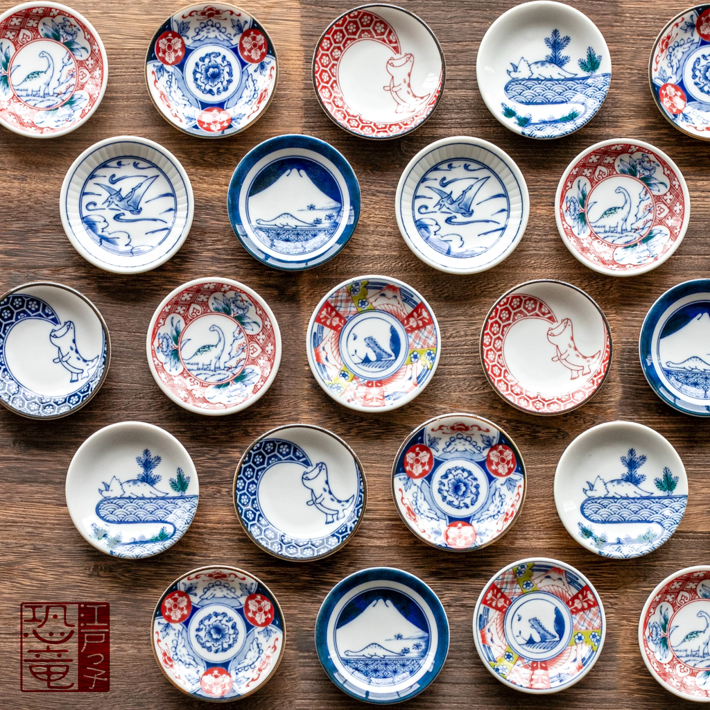 Edokko Dinosaur Small Plates Wooden Gift Set 6P