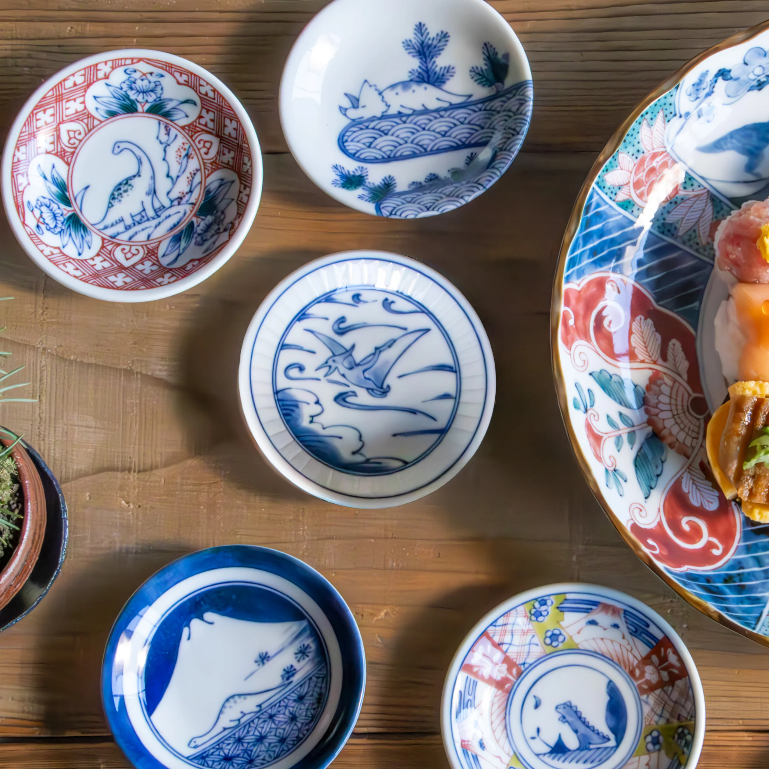 Edokko Dinosaur Small Plates Wooden Gift Set 6P