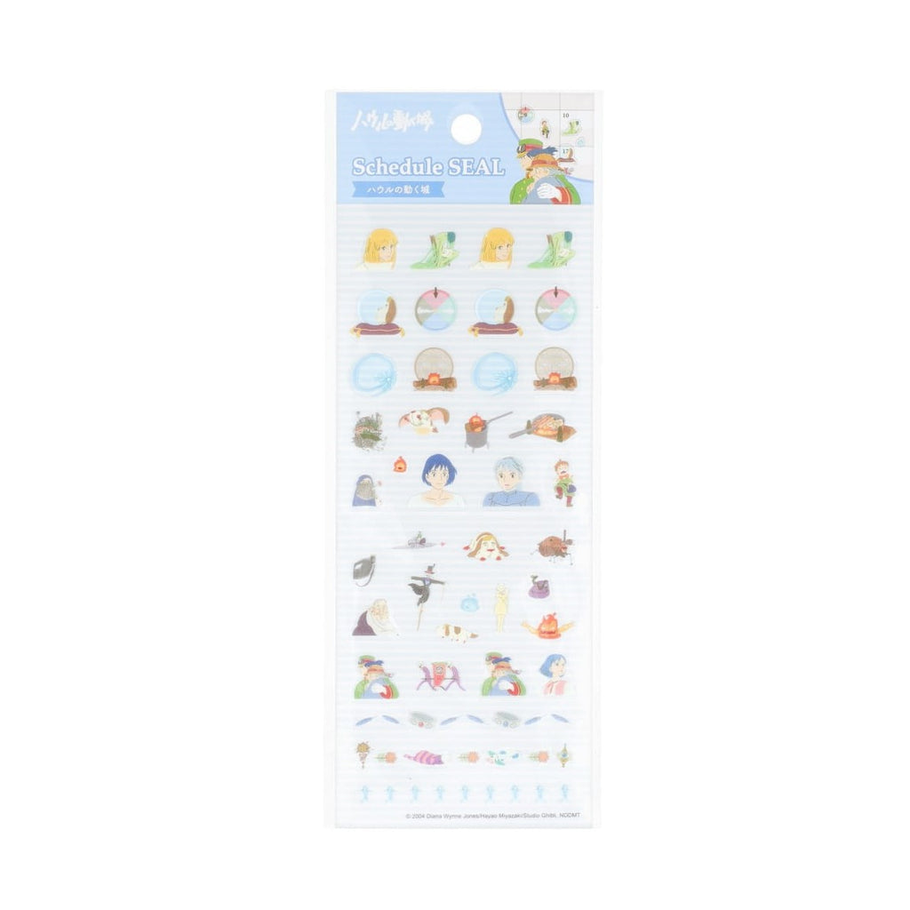 Ensky Howl's Moving Castle schedule stickers sheet with die-cut characters on lined paper background