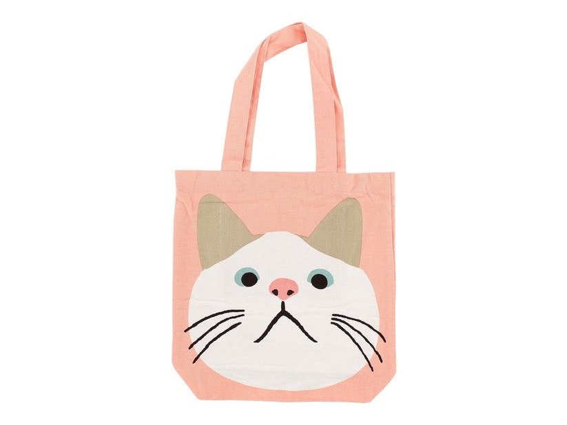 Friendshill Taachan Cat Face Pink A4 Tote Bag