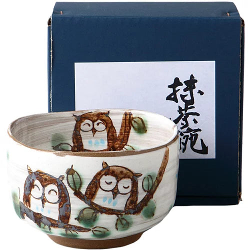 Fukufukuro Lucky Owl Matcha Bowl